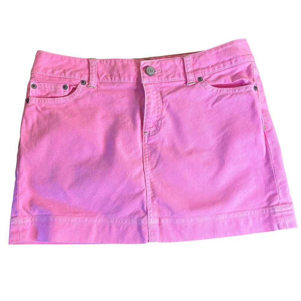 Lilly Pulitzer Pink Denim Mini Skirt Womens Size 2 Casual Trendy Y2K